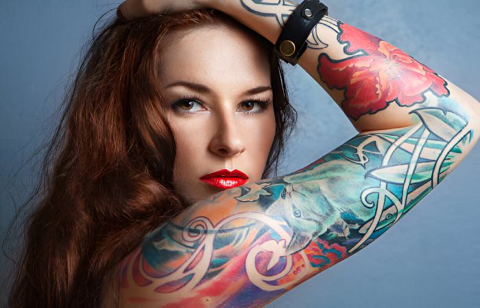 Upper Arm Female Classy Half Sleeve Tattoos 