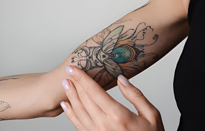 Upper Arm Female Classy Half Sleeve Tattoos 