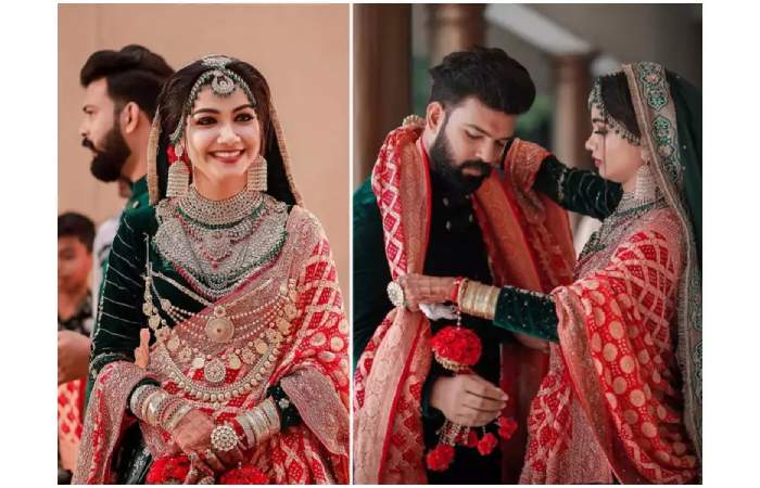 Holding a Dupatta Photoshoot Engagement Poses For Indian Couples 