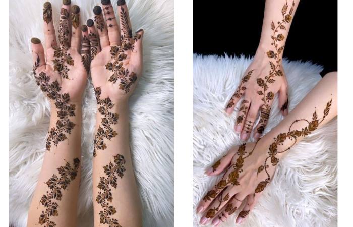 Floral Vine Patterns Tattoo Stylish Front Hand Mehndi Design