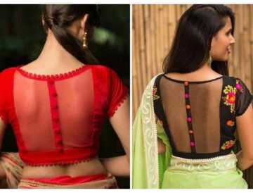 Deep Back Boat Neck Blouse Designs