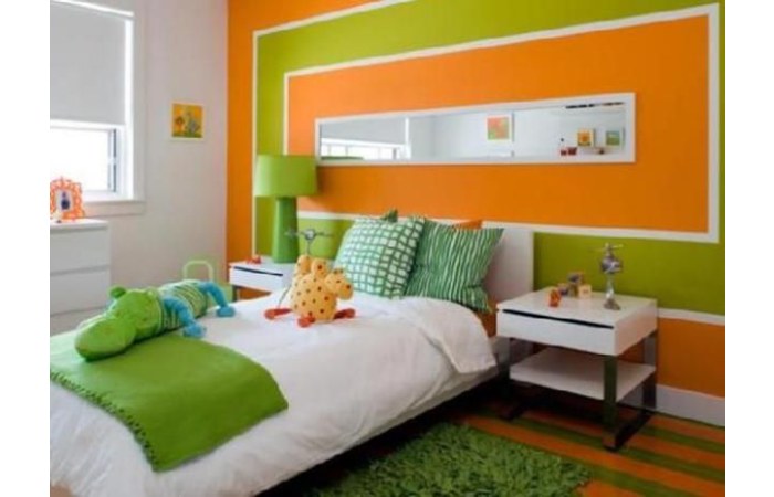 Orange Two Colour Combination for Bedroom Walls 