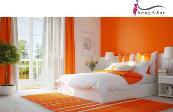 Orange Two Colour Combination for Bedroom Walls