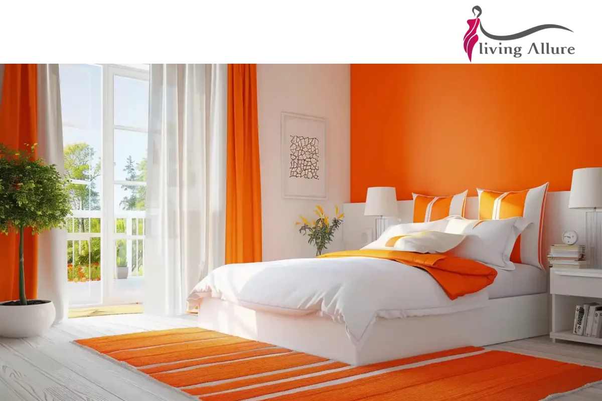 Orange Two Colour Combination for Bedroom Walls