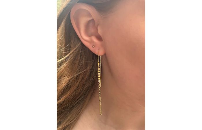 The Layered Gold Chain And Bar Earrings.